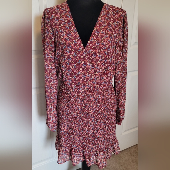 Rowa Dresses & Skirts - Rowa Red Floral Long Sleeve Dress, Smocked Detail| Size L